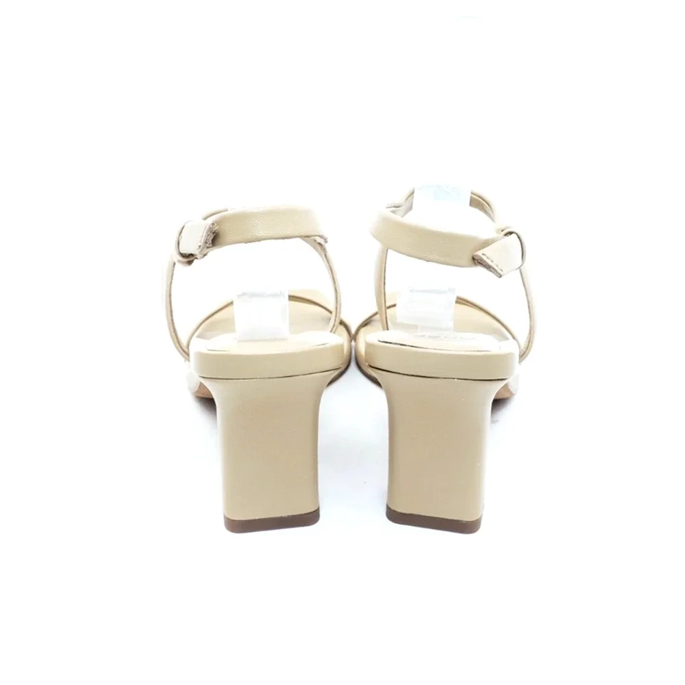 Vince Luella Womens Heeled Sandals Blonde Beige Leather Ankle Strap Size 7_5
